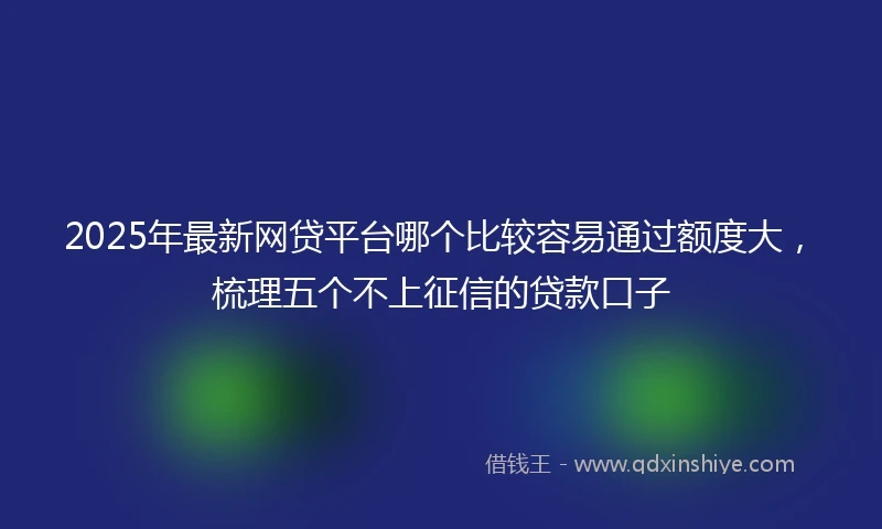 2025年最新网贷平台哪个比较容易通过额度大，梳理五个不上征信的贷款口子