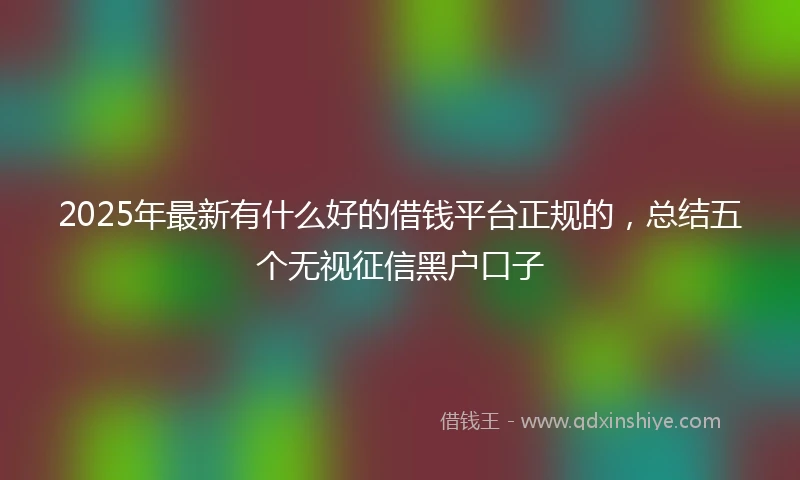 2025年最新有什么好的借钱平台正规的，总结五个无视征信黑户口子