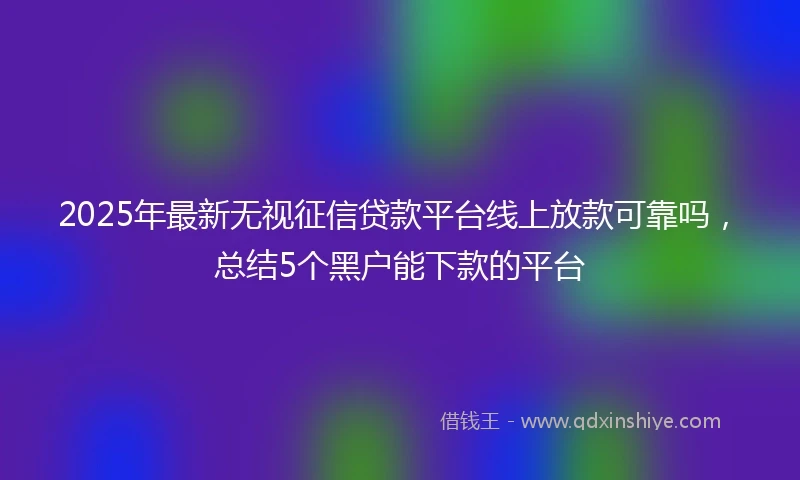 2025年最新无视征信贷款平台线上放款可靠吗，总结5个黑户能下款的平台