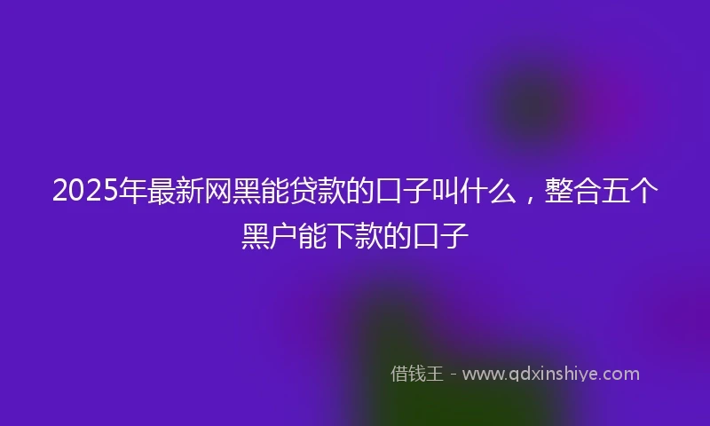 2025年最新网黑能贷款的口子叫什么,整合五个黑户能下款的口子