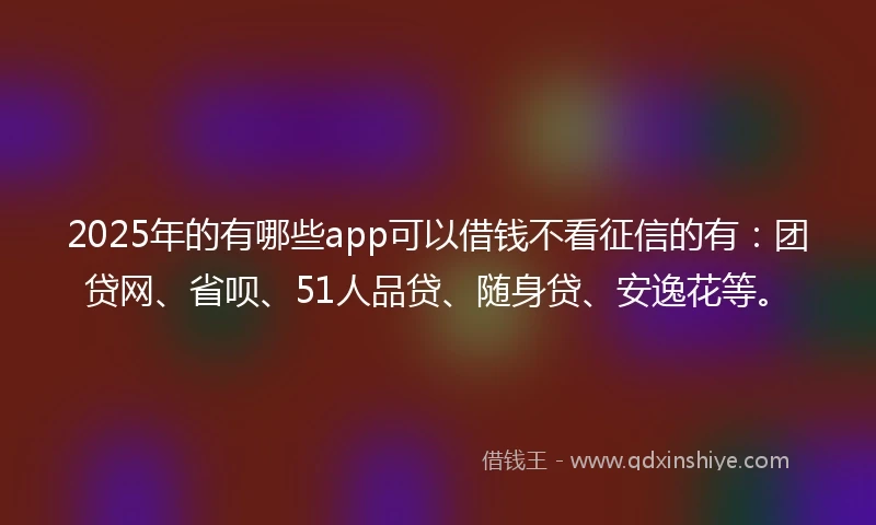2025年的有哪些app可以借钱不看征信的有：团贷网、省呗、51人品贷、随身贷、安逸花等。