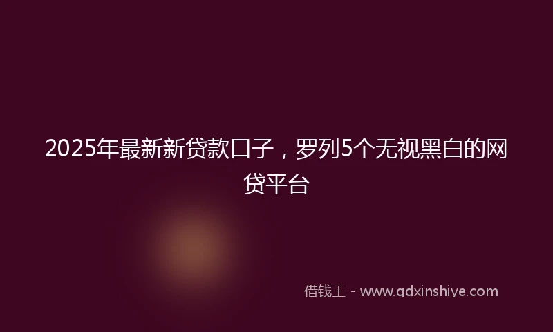 2025年最新新贷款口子，罗列5个无视黑白的网贷平台