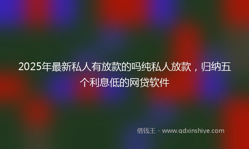 2025年最新私人有放款的吗纯私人放款，归纳五个利息低的网贷软件