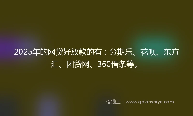 2025年的网贷好放款的有：分期乐、花呗、东方汇、团贷网、360借条等。