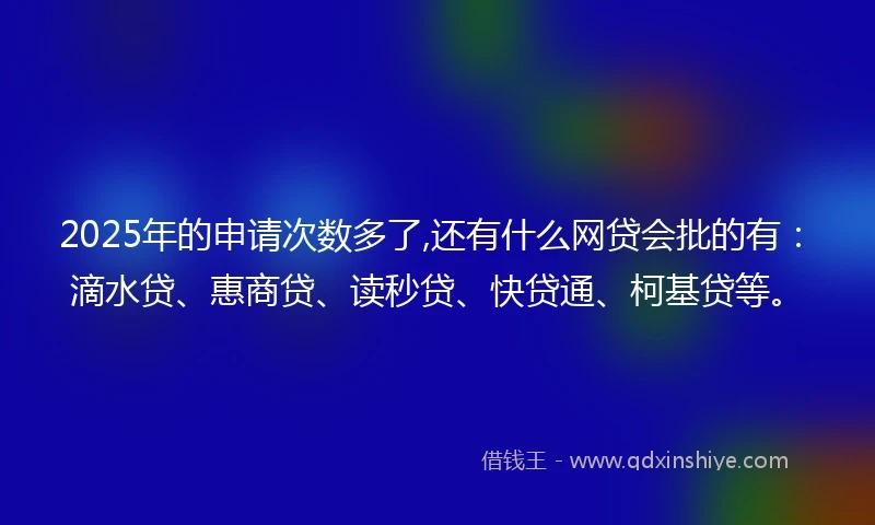 2025年的申请次数多了,还有什么网贷会批的有：滴水贷、惠商贷、读秒贷、快贷通、柯基贷等。