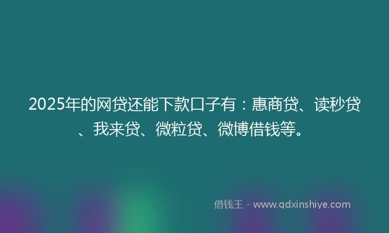 2025年的网贷还能下款口子有：惠商贷、读秒贷、我来贷、微粒贷、微博借钱等。
