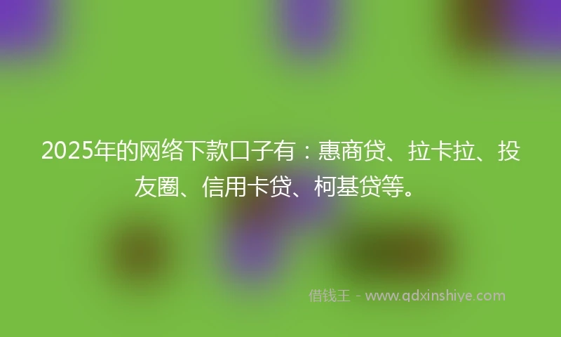 2025年的网络下款口子有：惠商贷、拉卡拉、投友圈、信用卡贷、柯基贷等。