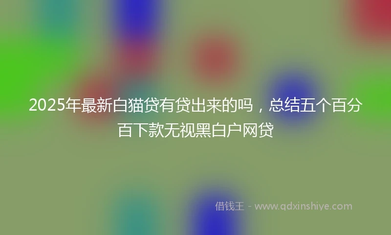 2025年最新白猫贷有贷出来的吗，总结五个百分百下款无视黑白户网贷