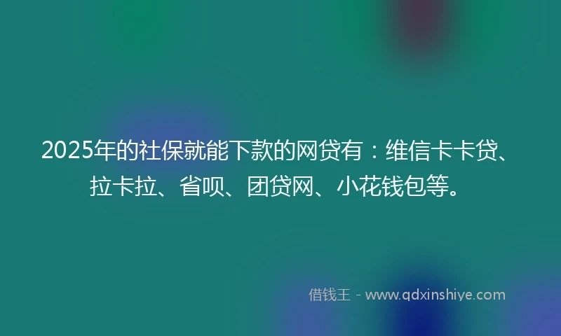 2025年的社保就能下款的网贷有：维信卡卡贷、拉卡拉、省呗、团贷网、小花钱包等。