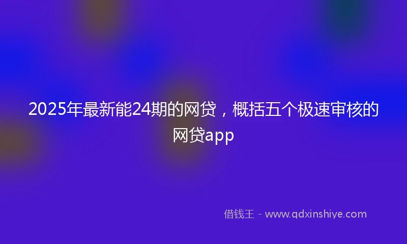2025年最新能24期的网贷，概括五个极速审核的网贷app