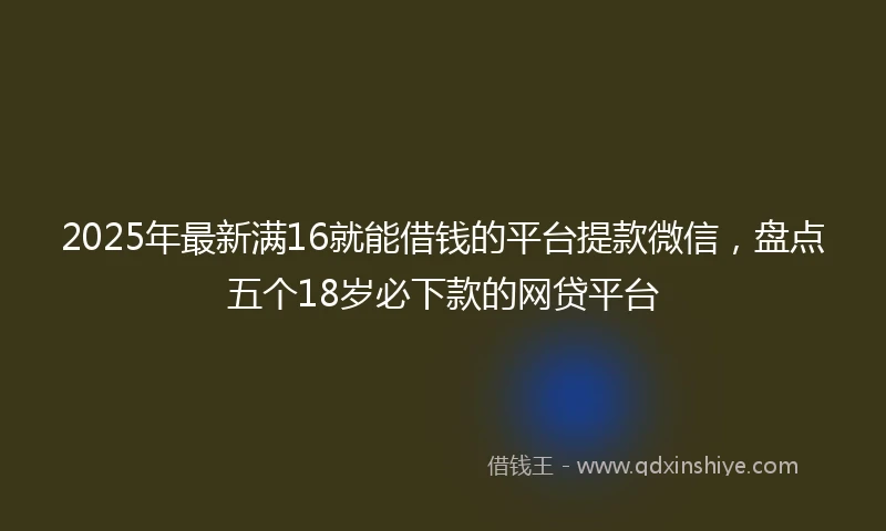 2025年最新满16就能借钱的平台提款微信，盘点五个18岁必下款的网贷平台