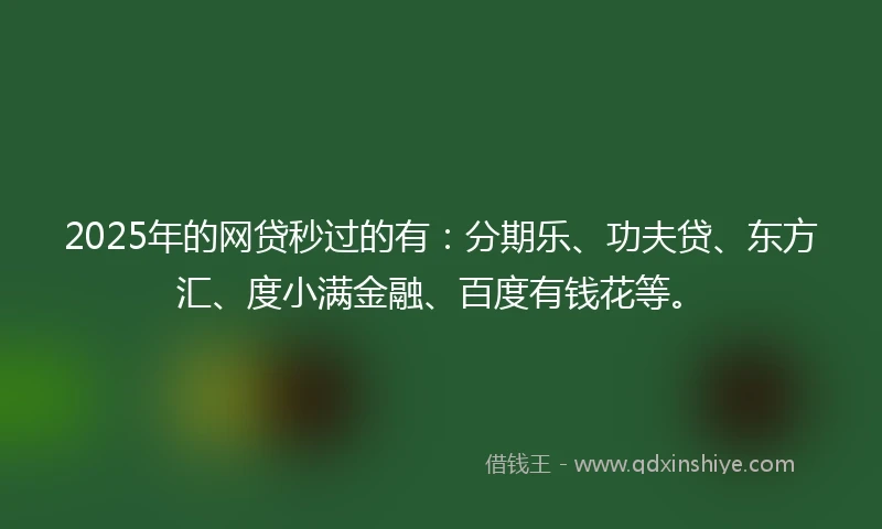 2025年的网贷秒过的有：分期乐、功夫贷、东方汇、度小满金融、百度有钱花等。