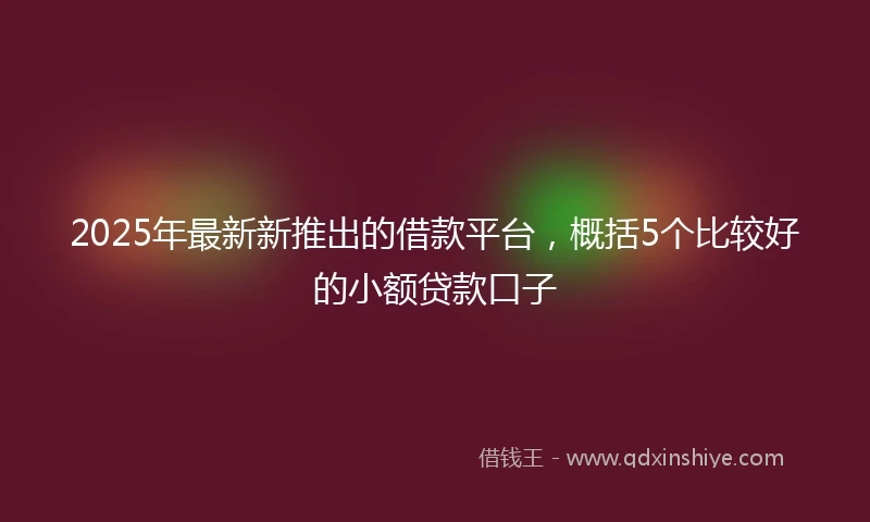 2025年最新新推出的借款平台，概括5个比较好的小额贷款口子