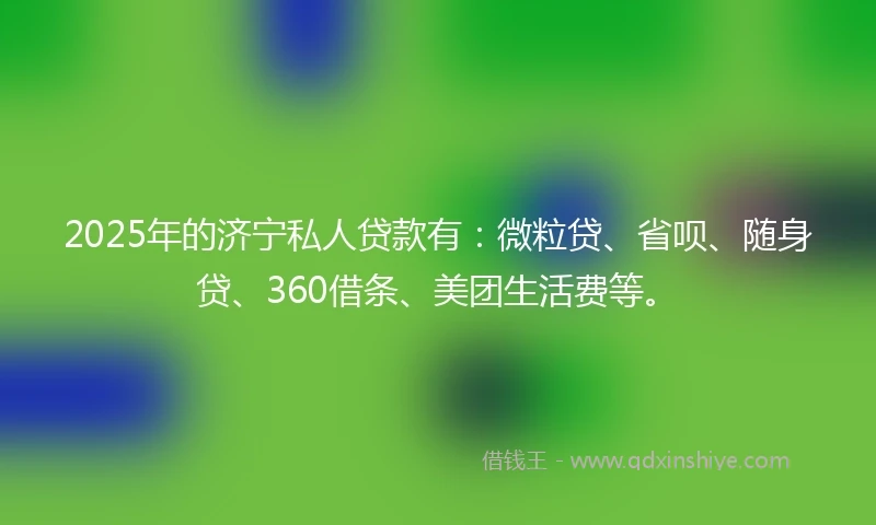 2025年的济宁私人贷款有：微粒贷、省呗、随身贷、360借条、美团生活费等。