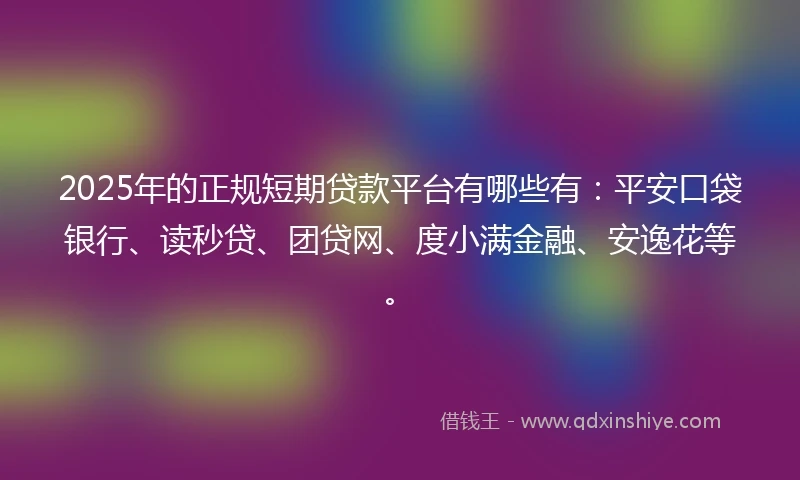 2025年的正规短期贷款平台有哪些有：平安口袋银行、读秒贷、团贷网、度小满金融、安逸花等。