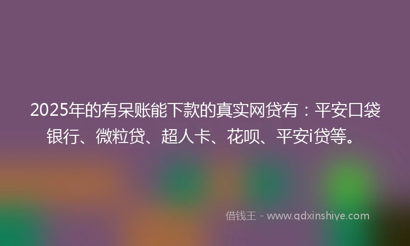 2025年的有呆账能下款的真实网贷有：平安口袋银行、微粒贷、超人卡、花呗、平安i贷等。