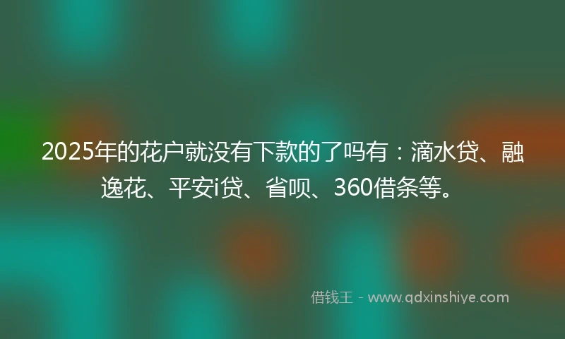 2025年的花户就没有下款的了吗有：滴水贷、融逸花、平安i贷、省呗、360借条等。