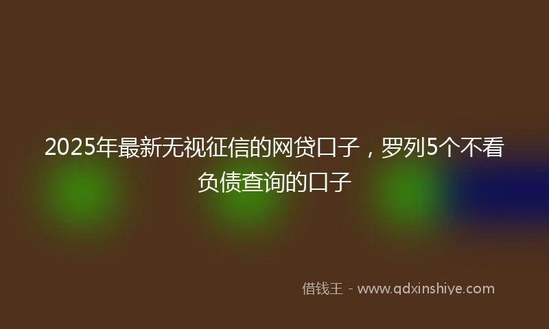 2025年最新无视征信的网贷口子，罗列5个不看负债查询的口子
