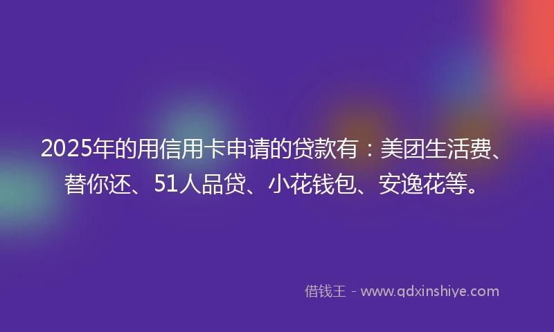 2025年的用信用卡申请的贷款有：美团生活费、替你还、51人品贷、小花钱包、安逸花等。