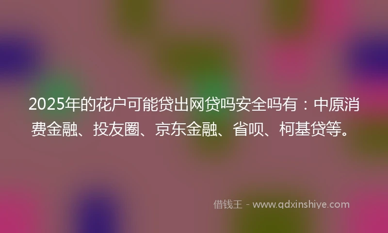 2025年的花户可能贷出网贷吗安全吗有：中原消费金融、投友圈、京东金融、省呗、柯基贷等。