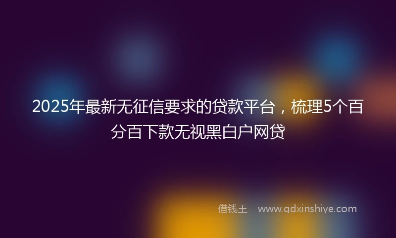 2025年最新无征信要求的贷款平台，梳理5个百分百下款无视黑白户网贷
