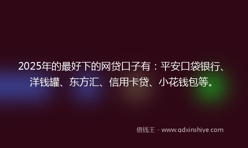 2025年的最好下的网贷口子有：平安口袋银行、洋钱罐、东方汇、信用卡贷、小花钱包等。