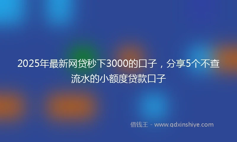 2025年最新网贷秒下3000的口子，分享5个不查流水的小额度贷款口子