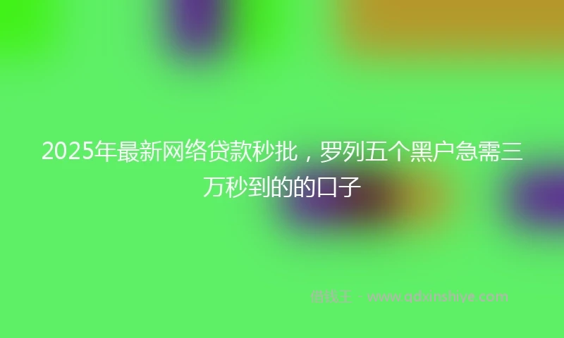 2025年最新网络贷款秒批，罗列五个黑户急需三万秒到的的口子