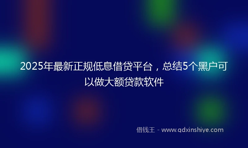 2025年最新正规低息借贷平台，总结5个黑户可以做大额贷款软件