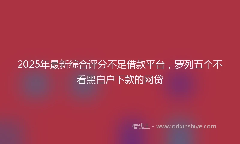 2025年最新综合评分不足借款平台，罗列五个不看黑白户下款的网贷