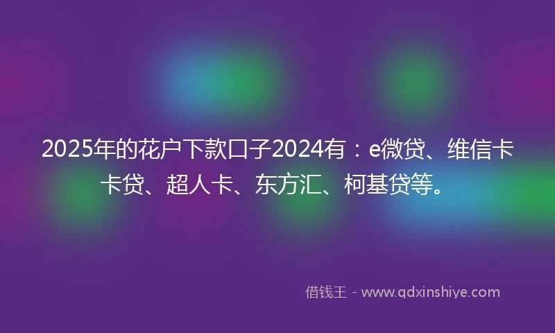 2025年的花户下款口子2024有：e微贷、维信卡卡贷、超人卡、东方汇、柯基贷等。