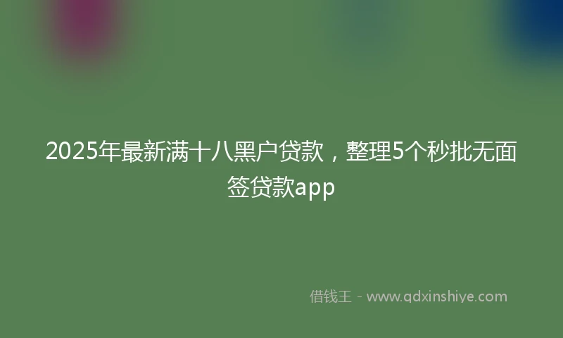 2025年最新满十八黑户贷款，整理5个秒批无面签贷款app