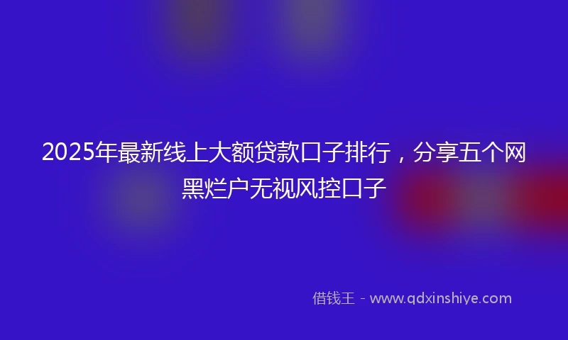 2025年最新线上大额贷款口子排行，分享五个网黑烂户无视风控口子