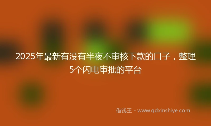 2025年最新有没有半夜不审核下款的口子，整理5个闪电审批的平台