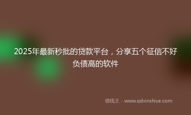 2025年最新秒批的贷款平台，分享五个征信不好负债高的软件