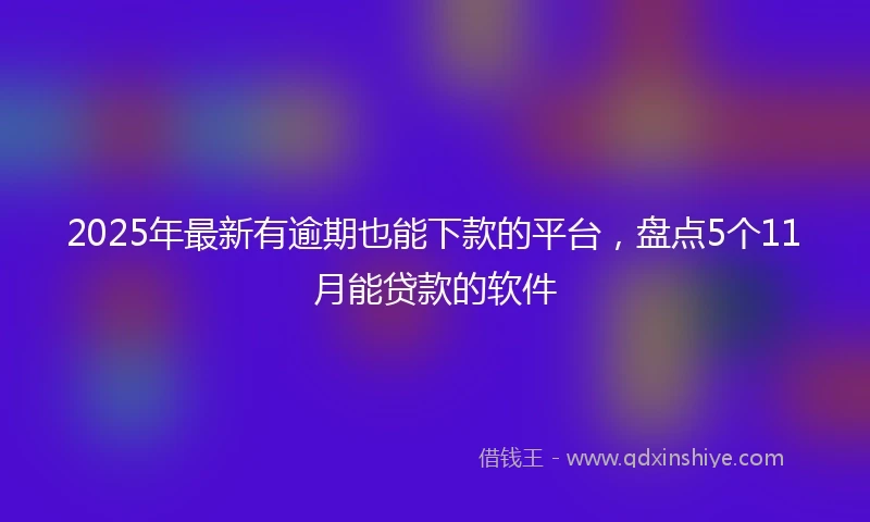 2025年最新有逾期也能下款的平台，盘点5个11月能贷款的软件