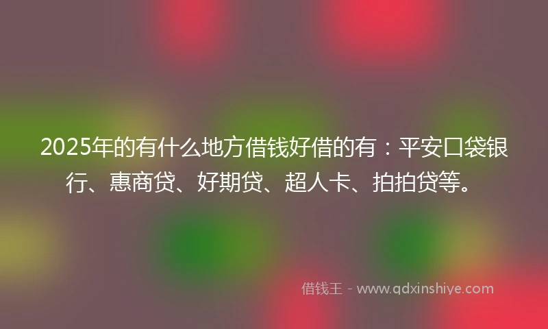 2025年的有什么地方借钱好借的有：平安口袋银行、惠商贷、好期贷、超人卡、拍拍贷等。