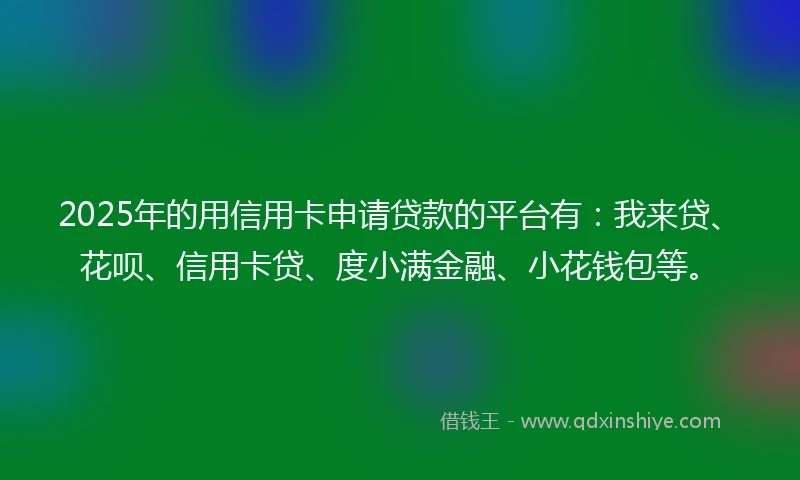 2025年的用信用卡申请贷款的平台有：我来贷、花呗、信用卡贷、度小满金融、小花钱包等。
