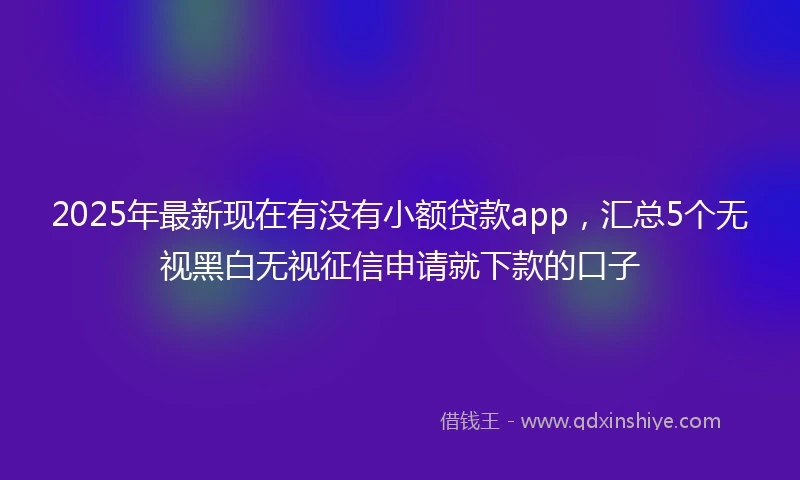 2025年最新现在有没有小额贷款app，汇总5个无视黑白无视征信申请就下款的口子