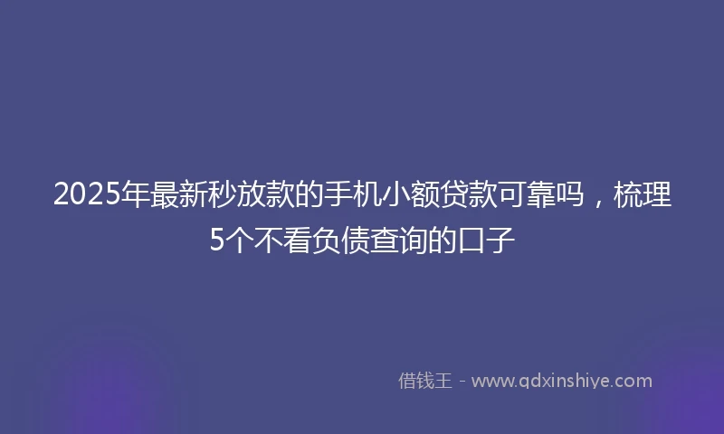2025年最新秒放款的手机小额贷款可靠吗，梳理5个不看负债查询的口子