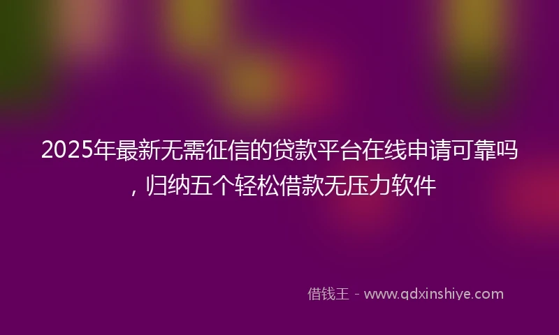 2025年最新无需征信的贷款平台在线申请可靠吗，归纳五个轻松借款无压力软件