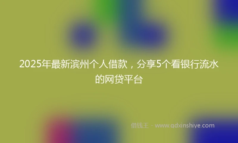 2025年最新滨州个人借款，分享5个看银行流水的网贷平台