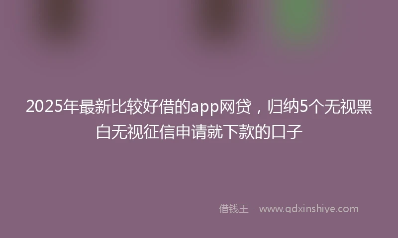 2025年最新比较好借的app网贷，归纳5个无视黑白无视征信申请就下款的口子