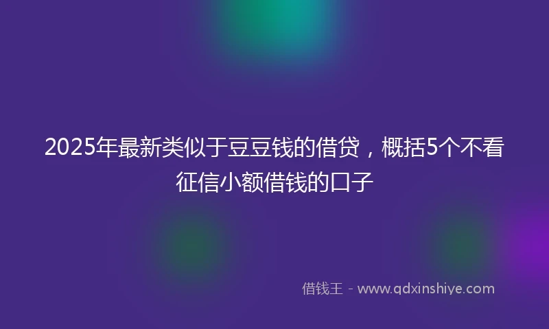 2025年最新类似于豆豆钱的借贷，概括5个不看征信小额借钱的口子