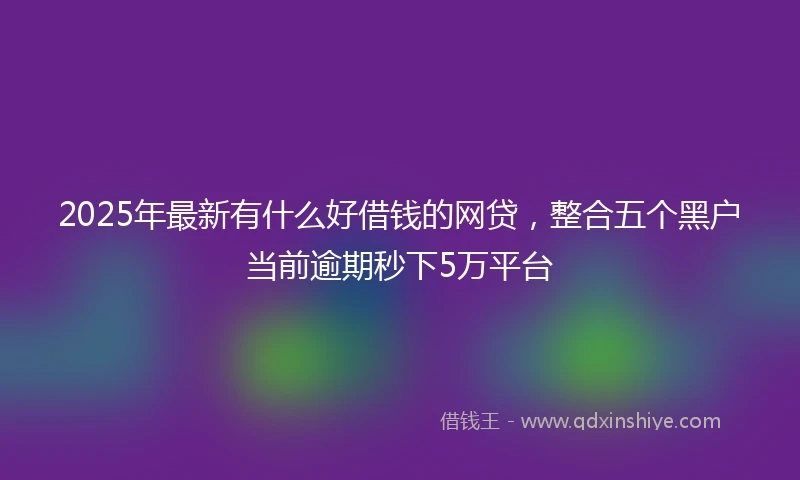 2025年最新有什么好借钱的网贷，整合五个黑户当前逾期秒下5万平台