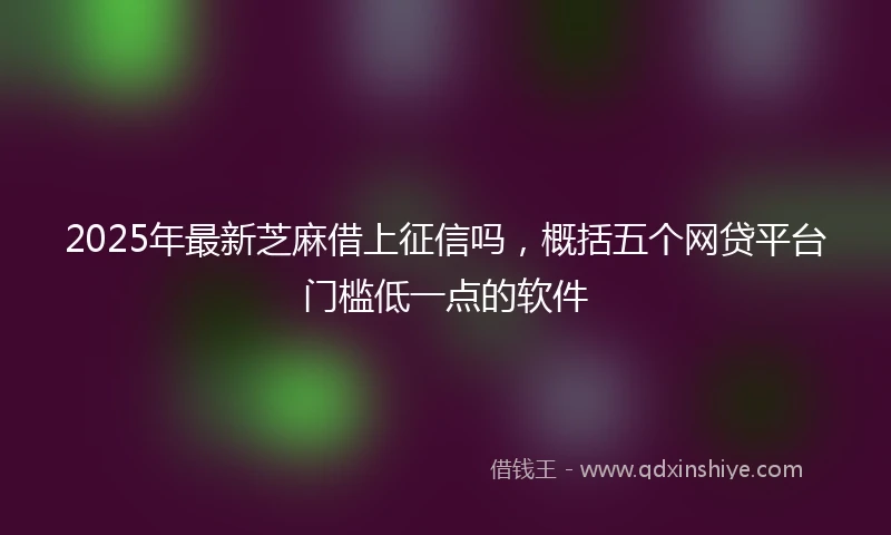 2025年最新芝麻借上征信吗，概括五个网贷平台门槛低一点的软件