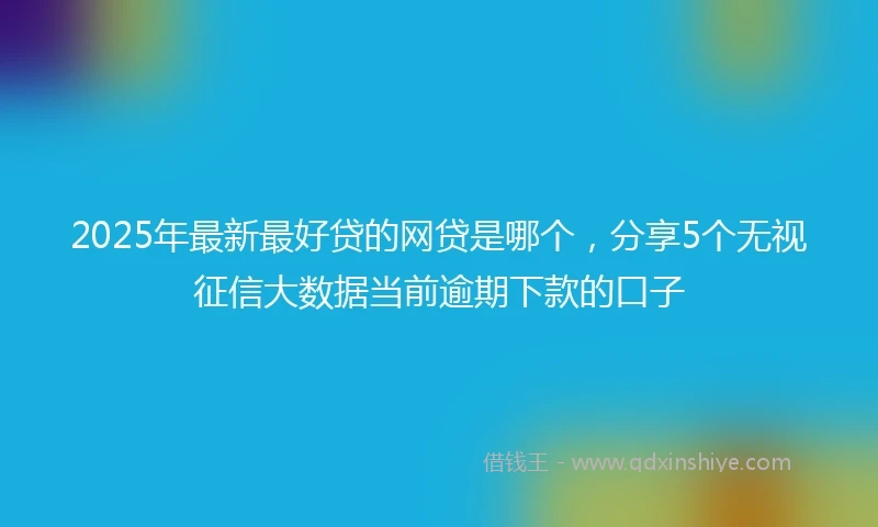 2025年最新最好贷的网贷是哪个，分享5个无视征信大数据当前逾期下款的口子