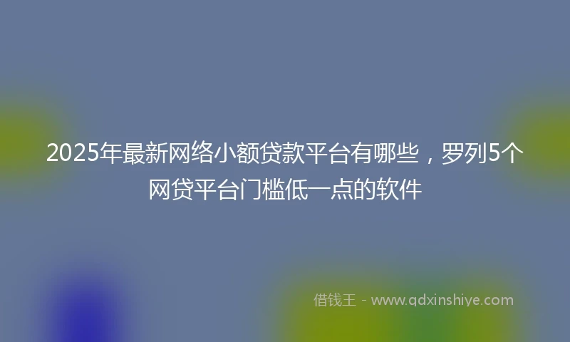2025年最新网络小额贷款平台有哪些，罗列5个网贷平台门槛低一点的软件