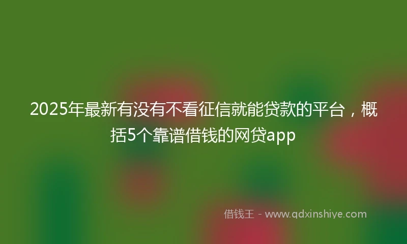 2025年最新有没有不看征信就能贷款的平台，概括5个靠谱借钱的网贷app