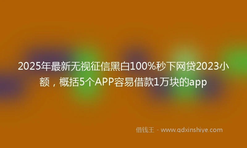 2025年最新无视征信黑白100%秒下网贷2023小额，概括5个APP容易借款1万块的app